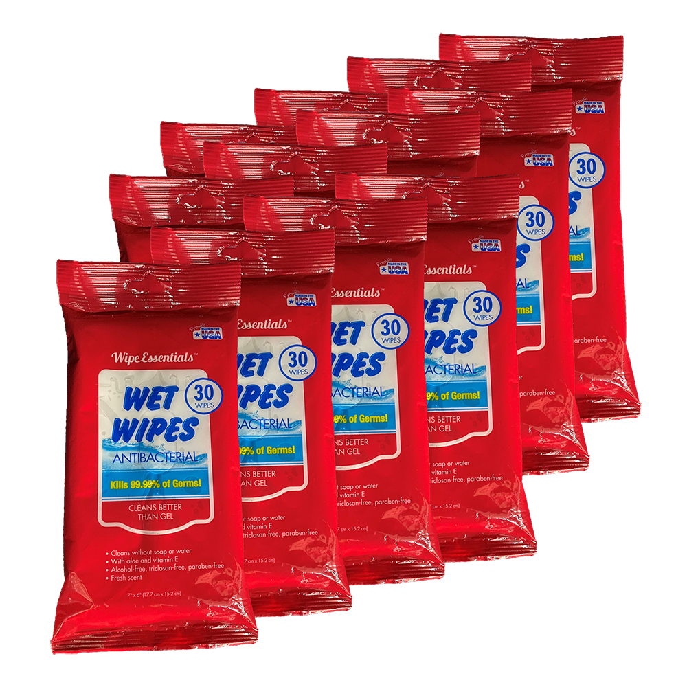 Wet Wipe | ALCOHOL FREE | Wipe Essentials Anti-bacterial | 30 count pack, Kills 99.99% of Germs - Buygreenchem