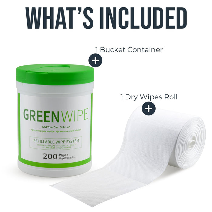 GREENWIPE | DRY Wipe System for Solvents 5" x 8" x 200 Sheets | Portable Small Canister | 1 Canister - 1 Roll - Buygreenchem
