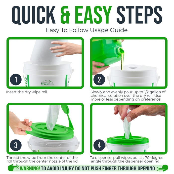 GreenWipe| DRY Wipe System for Solvents 6" x 12" x 180 - Buygreenchem