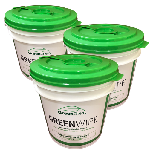 GREENWIPE | DRY Wipe System for Solvents 6" x 12" x 180 | 3 Empty Buckets - Buygreenchem