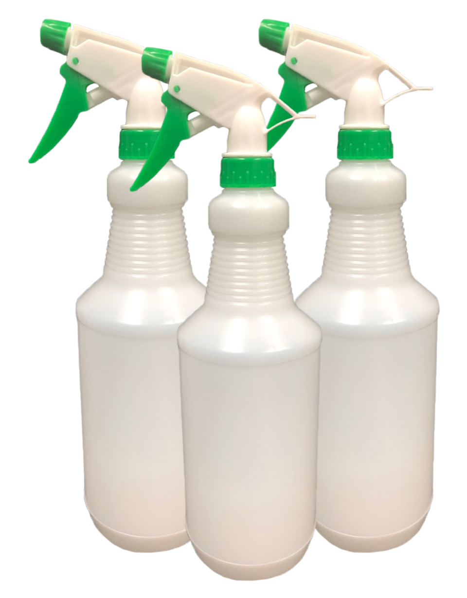 Plastic Spray Bottle with Nozzle - White Opaque 32 oz